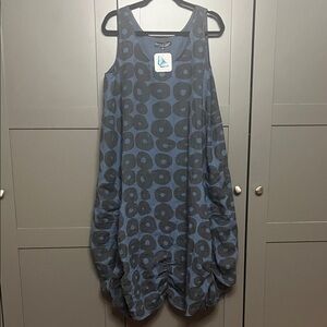 Elegant Blue Patterned Sleeveless Dress - Ontario Women Owned Brand